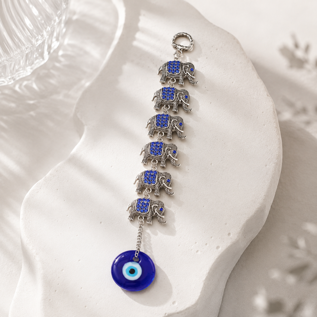 Blue Evil Eye Elephant Hanging Charm