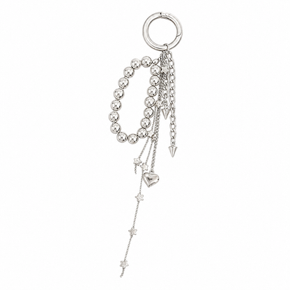 Silver-Tone Beaded Chain Keychain