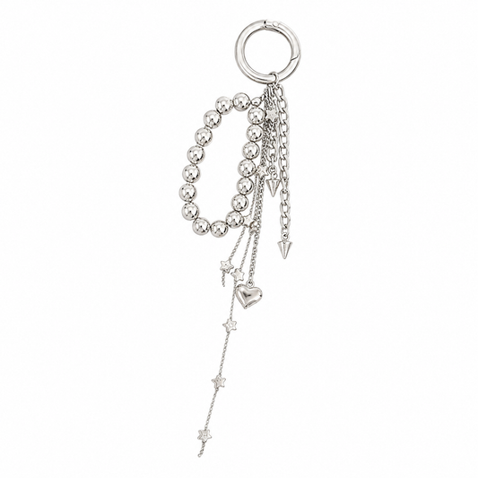 Silver-Tone Beaded Chain Keychain