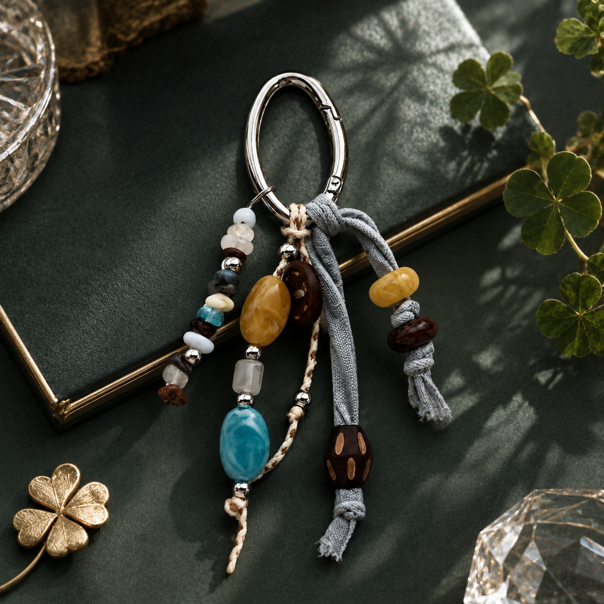 Light Blue Beaded Bag Charm