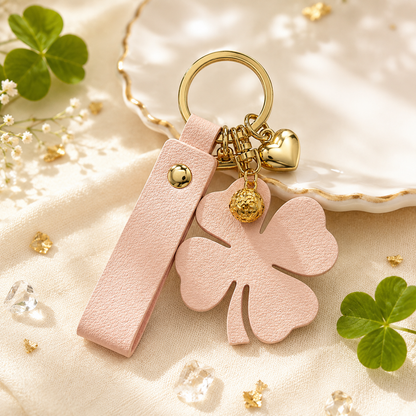 Pink Four-Leaf Clover Keychain