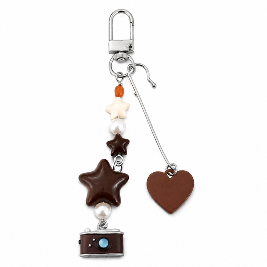 Camera Beaded Bag Charm with Clasp