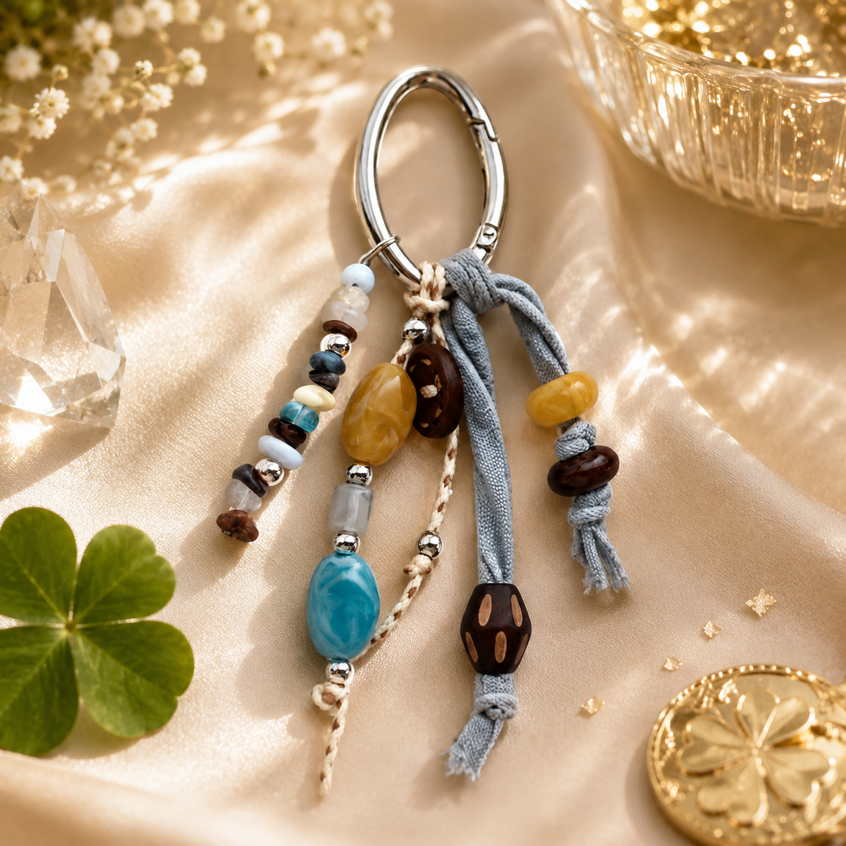 Light Blue Beaded Bag Charm