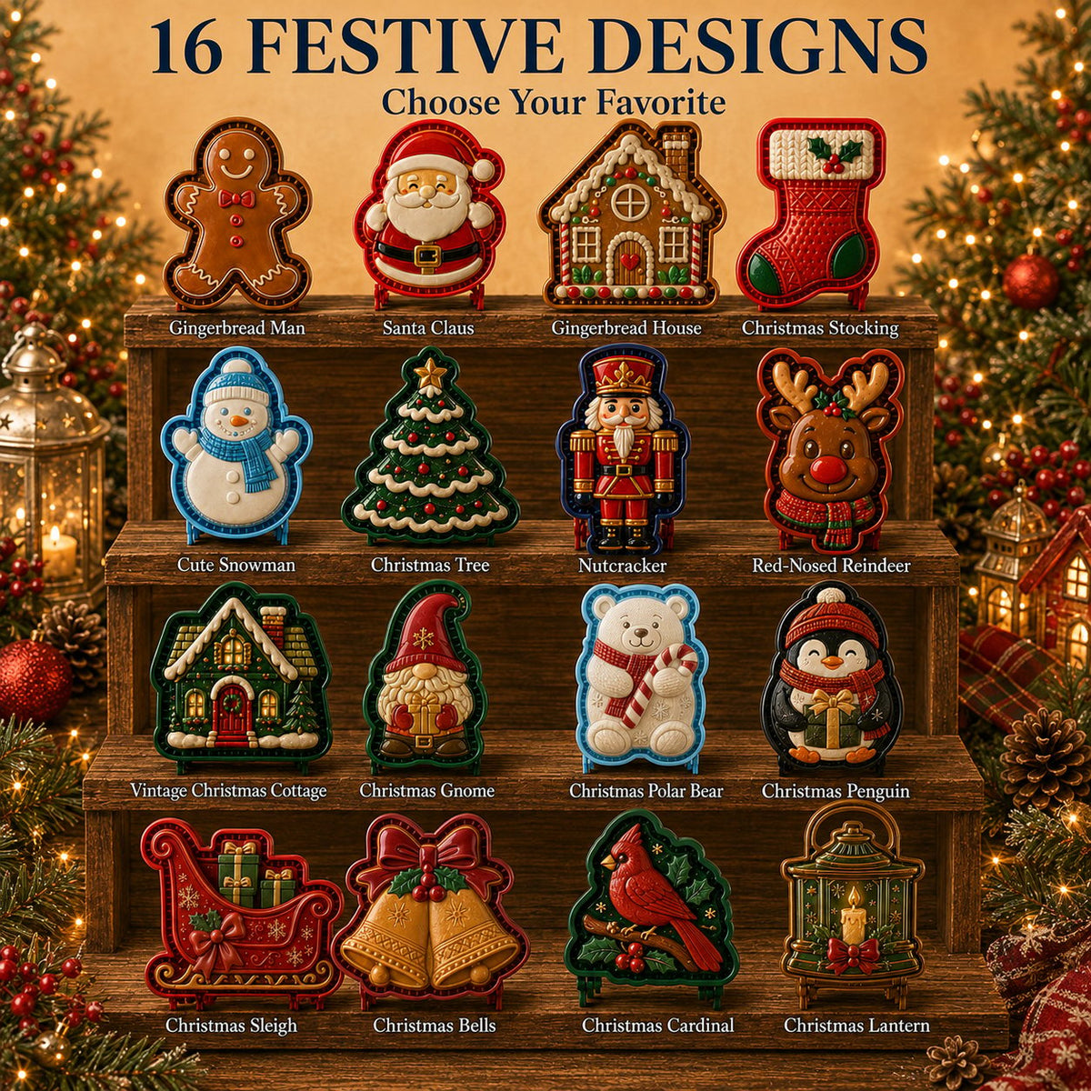🎁 BUY 1 GET 1 FREE — 16-Design Christmas Mini Pie Mold Set 🎄 Make Santa, Snowman & Reindeer Pies in Minutes ✨