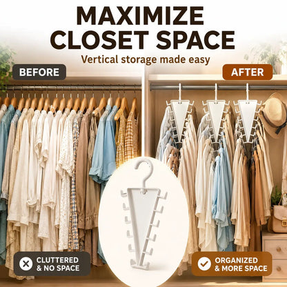 V-Shaped 360° Rotating Closet Organizer Hanger, Space-Saving 12-Hook Storage Rack