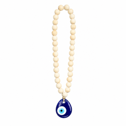 Large Wooden Bead Blue Eye Hanging Ornament