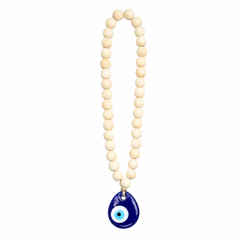Large Wooden Bead Blue Eye Hanging Ornament