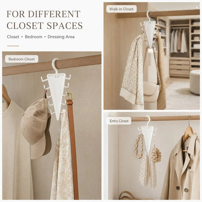 V-Shaped 360° Rotating Closet Organizer Hanger, Space-Saving 12-Hook Storage Rack