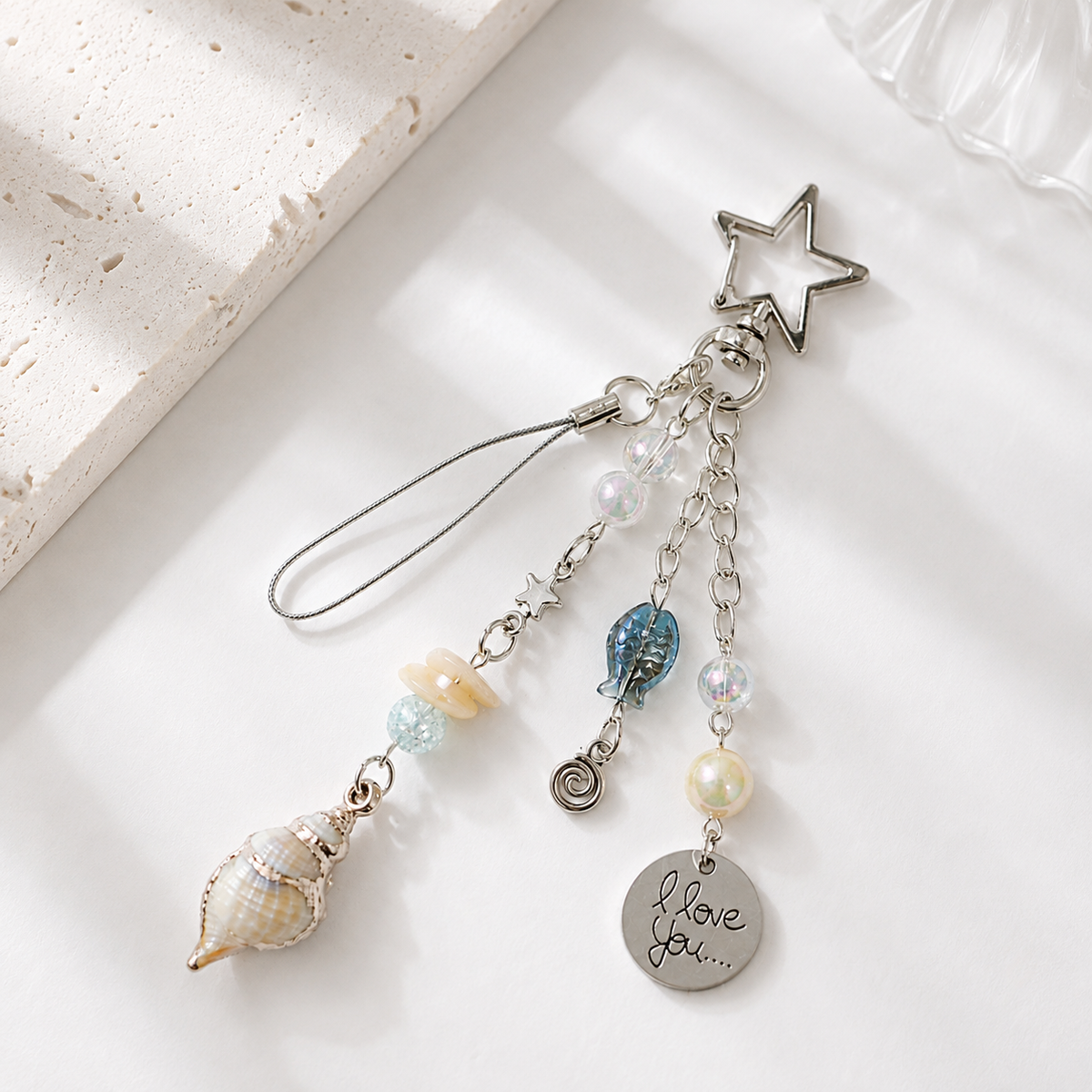 Gold-Edged Conch Shell Charm
