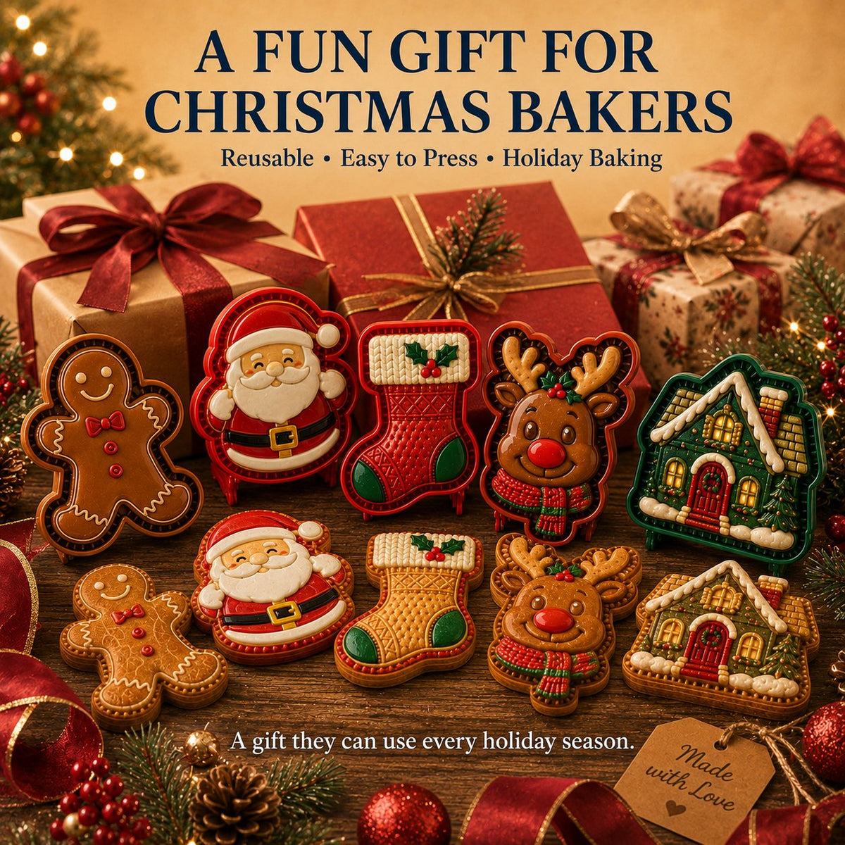 🎁 BUY 1 GET 1 FREE — 16-Design Christmas Mini Pie Mold Set 🎄 Make Santa, Snowman & Reindeer Pies in Minutes ✨