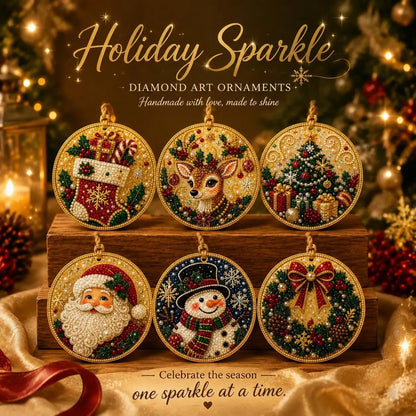 6Pcs/12Pcs Christmas DIY Diamond Painting Ornaments Kit for Holiday Home Decor