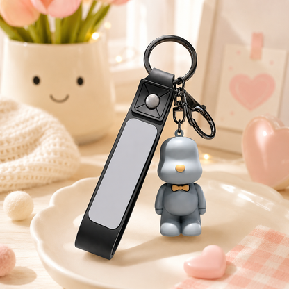 Blue Bow Tie Bear Keychain