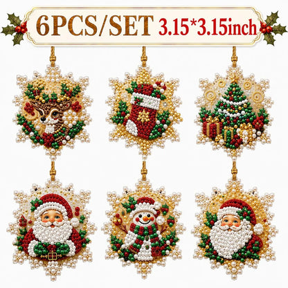 6Pcs/12Pcs Christmas DIY Diamond Painting Ornaments Kit for Holiday Home Decor