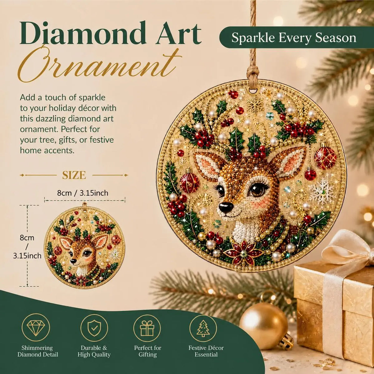 6Pcs/12Pcs Christmas DIY Diamond Painting Ornaments Kit for Holiday Home Decor