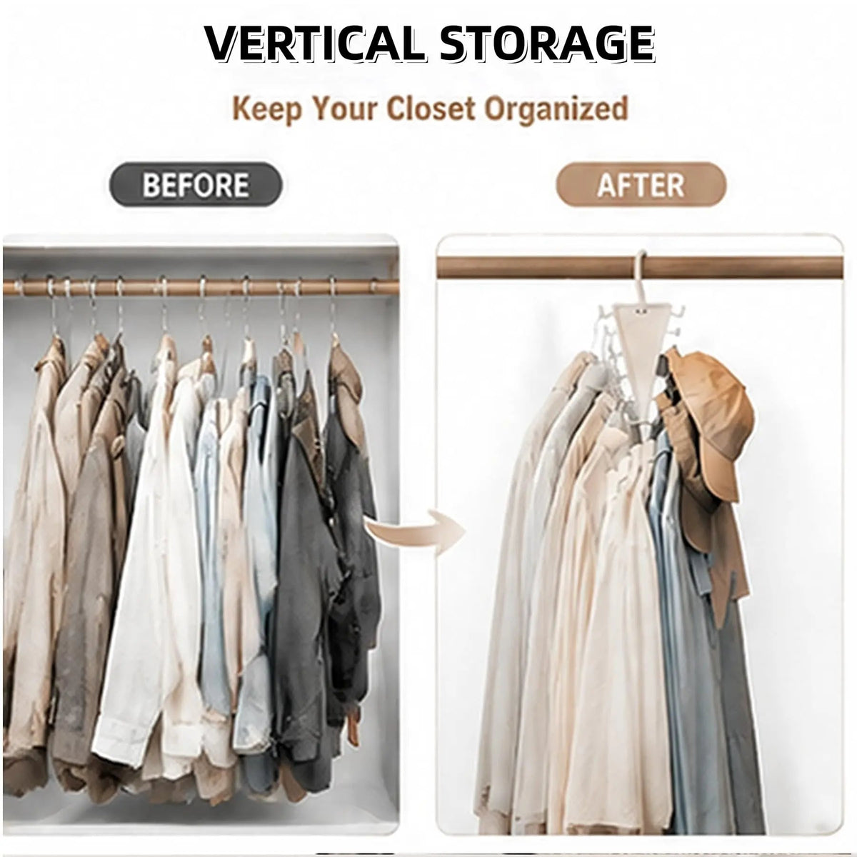 V-Shaped 360° Rotating Closet Organizer Hanger, Space-Saving 12-Hook Storage Rack