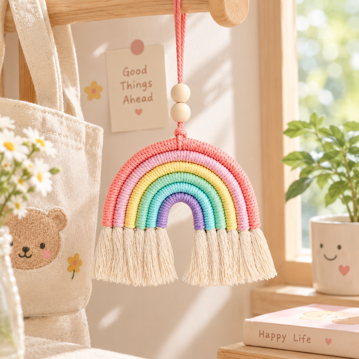 Handwoven Cotton Rope Rainbow Hanging Ornament