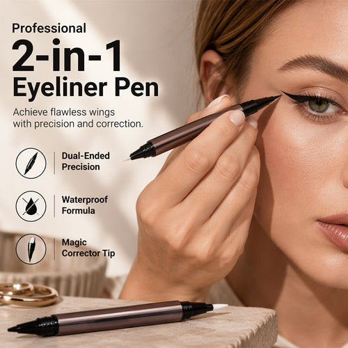 🎁 Buy 1 Get 1 FREE ✨ 2-in-1 Waterproof Eyeliner — Sharp Wings, Fix Mistakes in Seconds