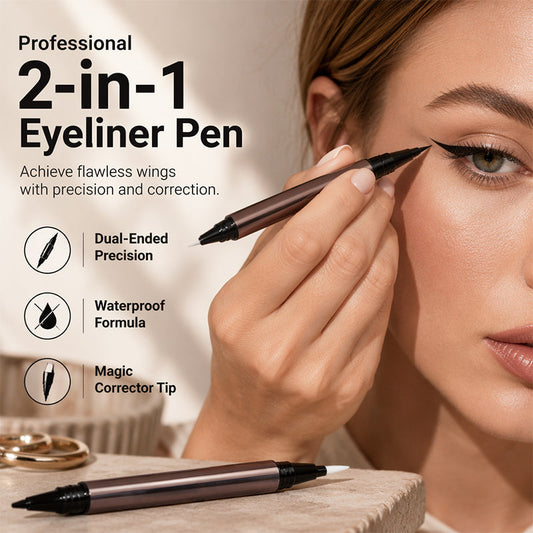 🎁 Buy 1 Get 1 FREE ✨ 2-in-1 Waterproof Eyeliner — Sharp Wings, Fix Mistakes in Seconds