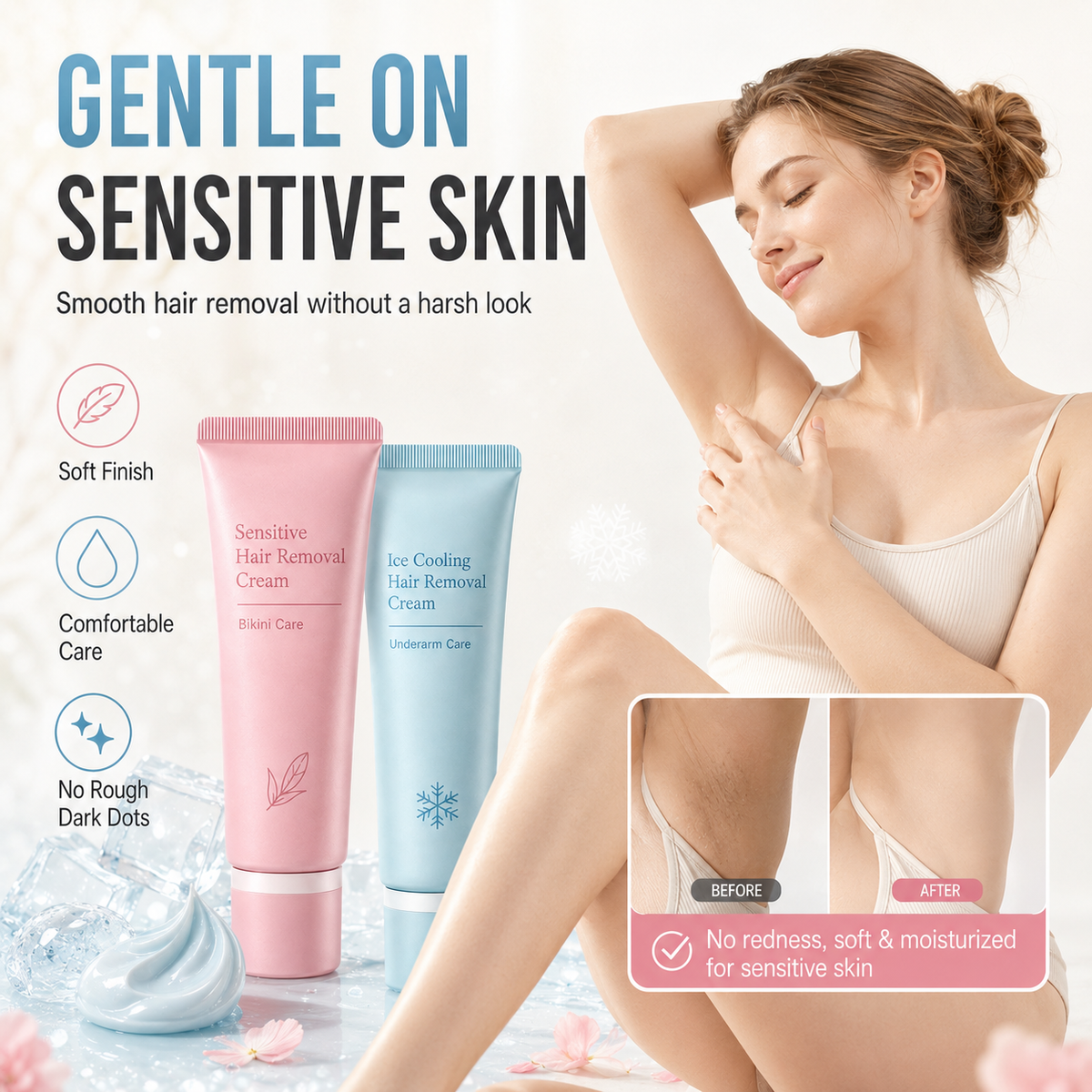 🎁 BUY 3 GET 2 FREE ✨ Gentle All-Over Body Hair Removal Cream with Glycerin + Urea – Smooth, Soft Skin