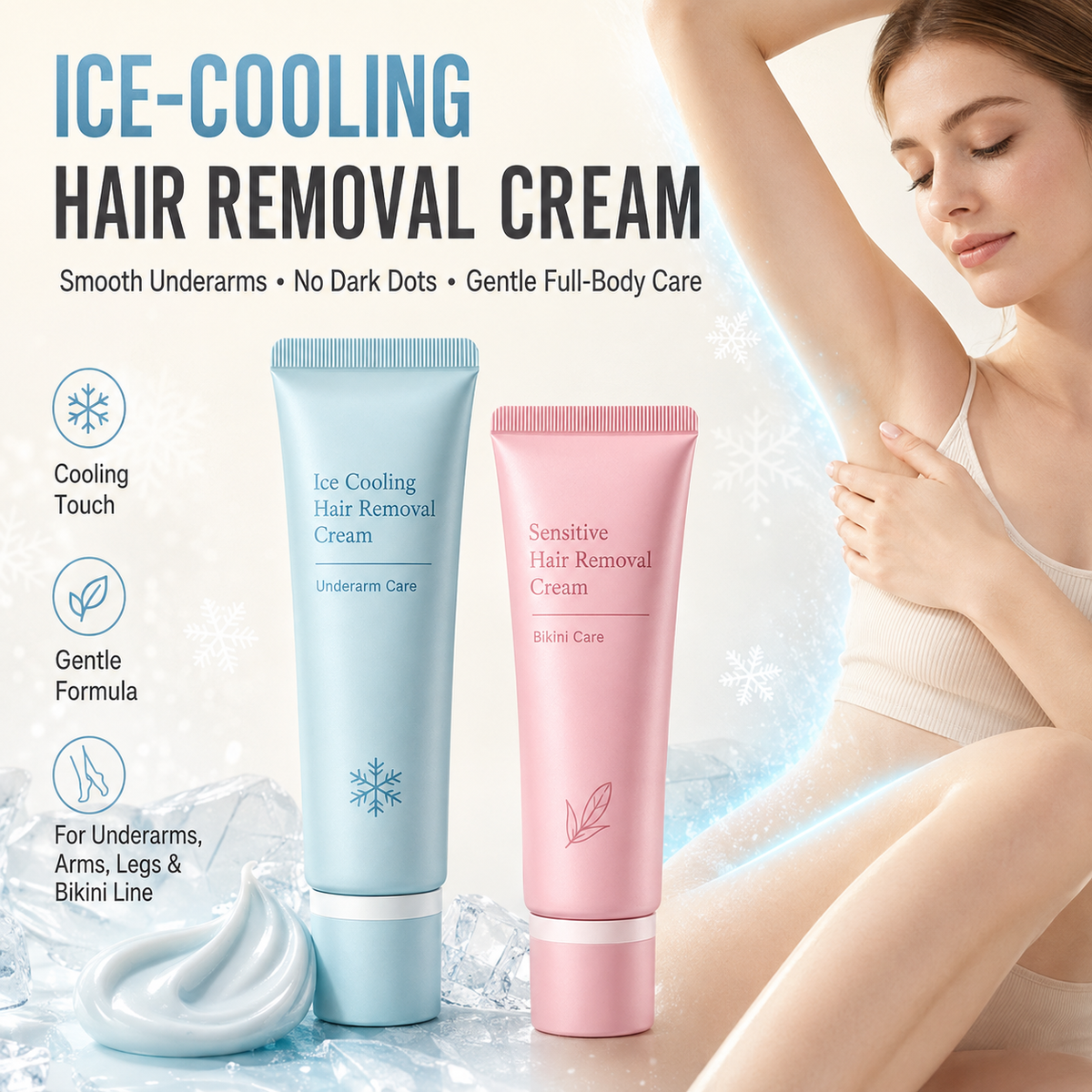 🎁 BUY 3 GET 2 FREE ✨ Gentle All-Over Body Hair Removal Cream with Glycerin + Urea – Smooth, Soft Skin