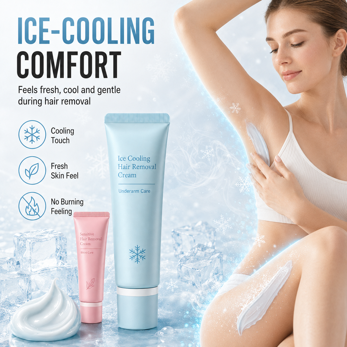 🎁 BUY 3 GET 2 FREE ✨ Gentle All-Over Body Hair Removal Cream with Glycerin + Urea – Smooth, Soft Skin